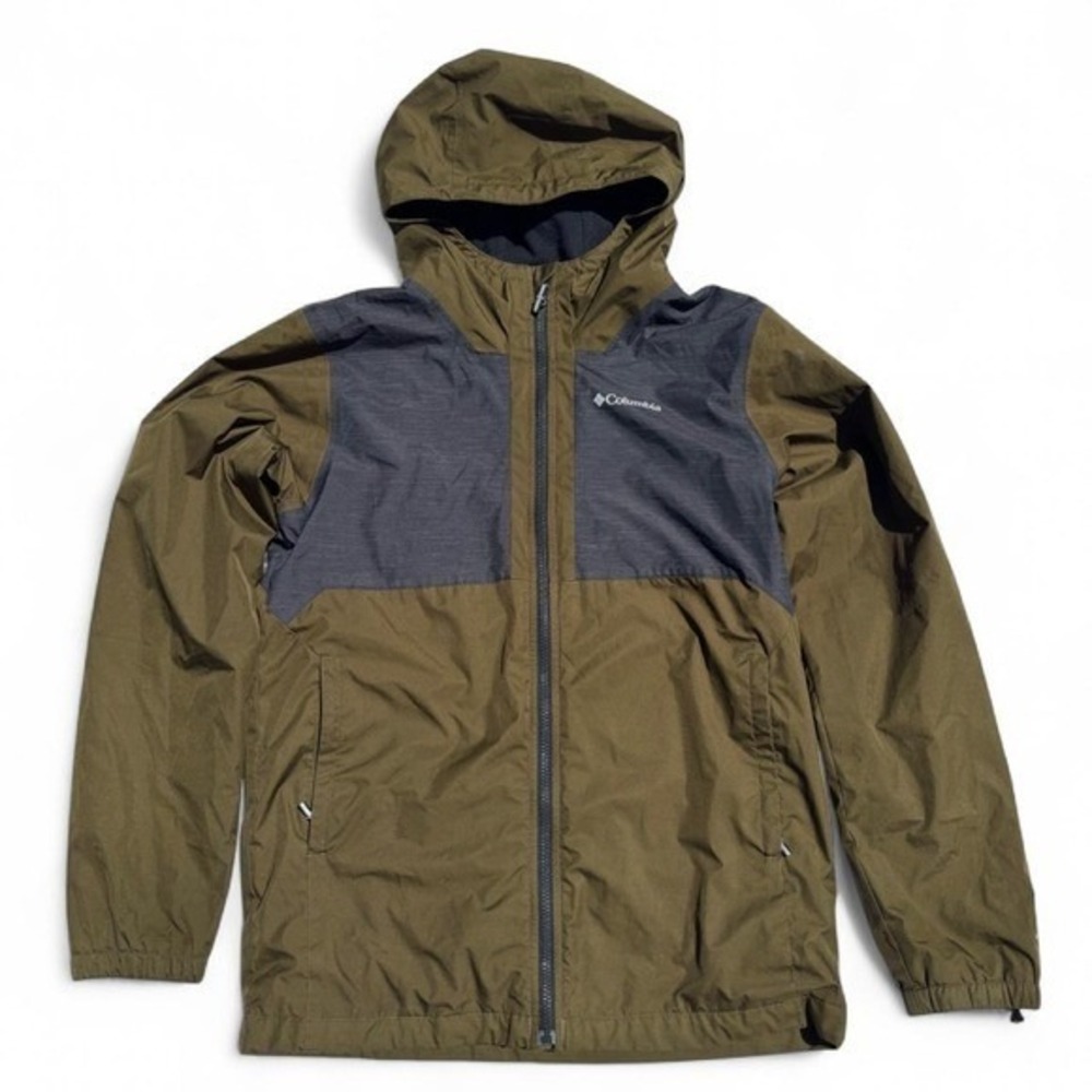 Columbia Sportswear Men's Rain Jacket Green & Gray Colorblock Waterproof - XL